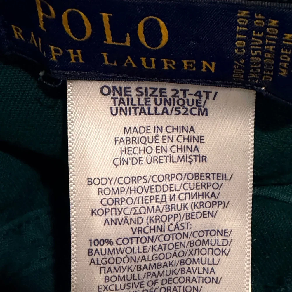 Polo Ralph Lauren Toddler Polo Bear Football Hat Green Cotton Cap 2T-4T